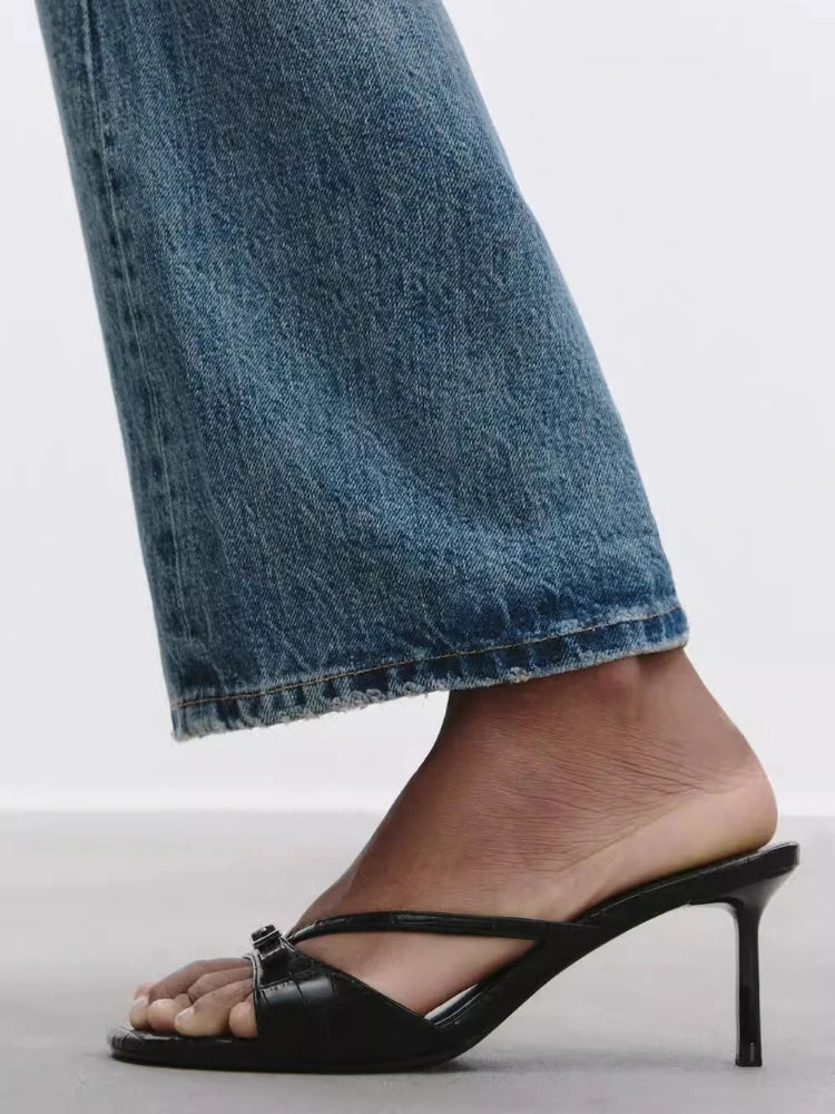 Sexy Women's High Heels Slippers Designer Heeled Shoes 2025 Summer Fashion Sandals Pumps Shallow Slides Stilettos Mujer Zapatos