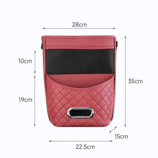 Geantă de depozitare pentru scaun auto, pentru geantă de mână, țesuturi, băuturi, cotiera auto, cutie agățată de buzunar, organizator din piele PU, kit accesorii pentru scaun auto