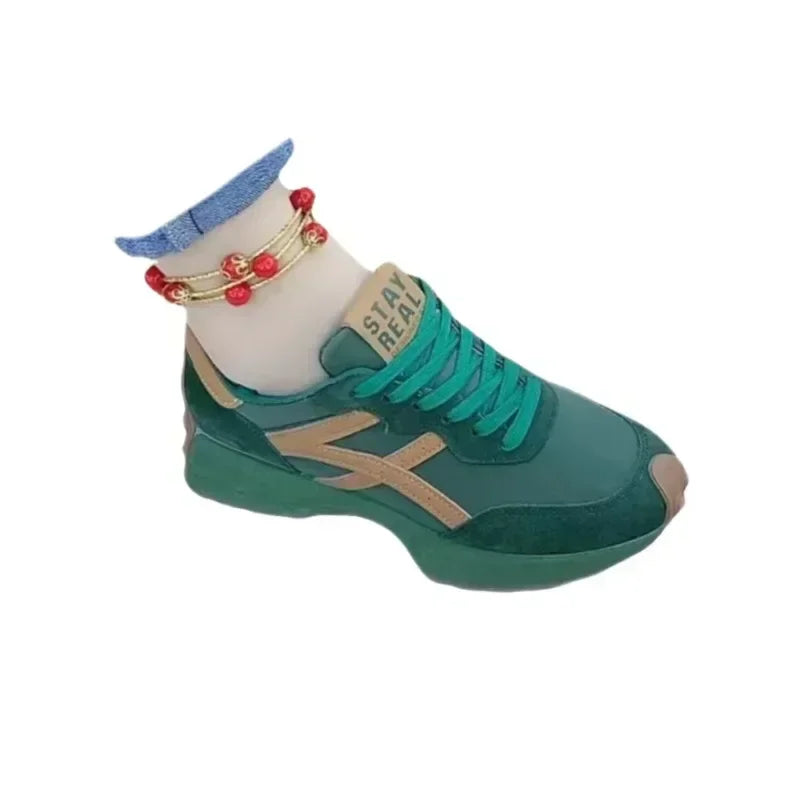 Women Sneakers Leather Luxury Platform Shoes New Fashion Leisure Light Anti-slip Green Running Shoe Fashion Designer Women Shoes