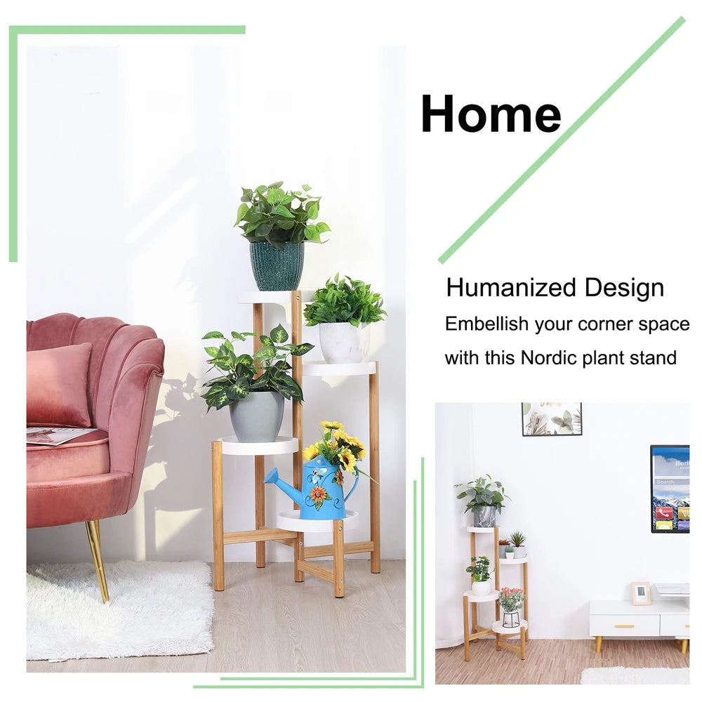 Wisfor Pflanzenständer Bambus 4-stufig Tragkraft 10 kg je Stufe