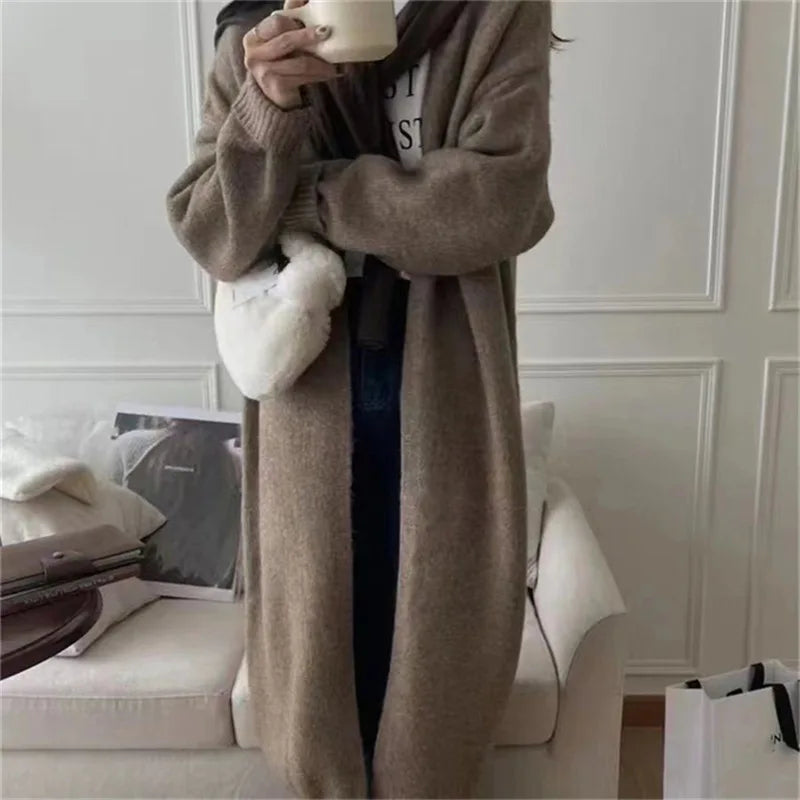 Mooclound PYTZX-b108 Lang Strickcardigan- Baumwolle Größe SL