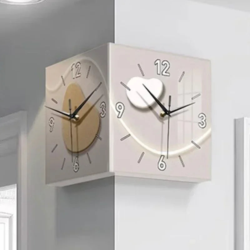 LED-Wanduhr 2025: Double-sided Creative Living Room Modern Art LED Light Corner Clocks Hanging Collection