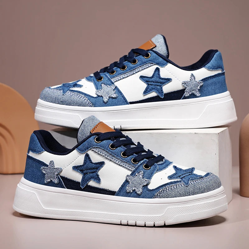 Men's Sneakers Fashion Star Skate Shoes Punk Hip Hop Style Student Sports 2 Summer All-match Non-slip Booster Casual Shoes