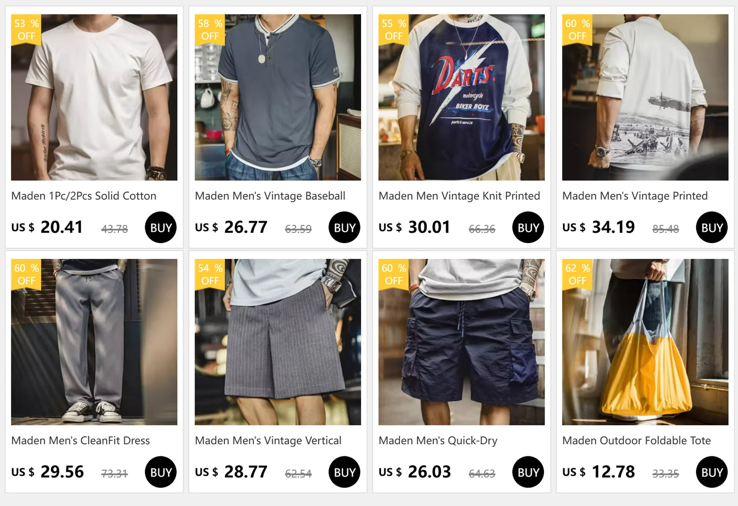 Maden J001 Retro Canvas Jacke - Reißverschluss, Baumwolle