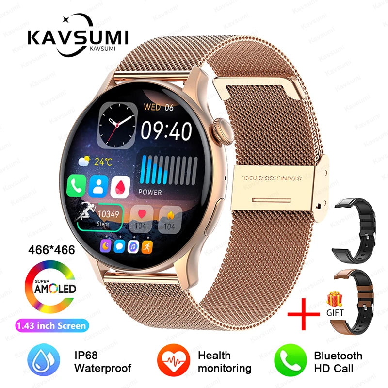 NFC Smartwatch AMOLED HD GPS - 220–300 mAh, 1,43 Zoll Display, 5 Tage Akku