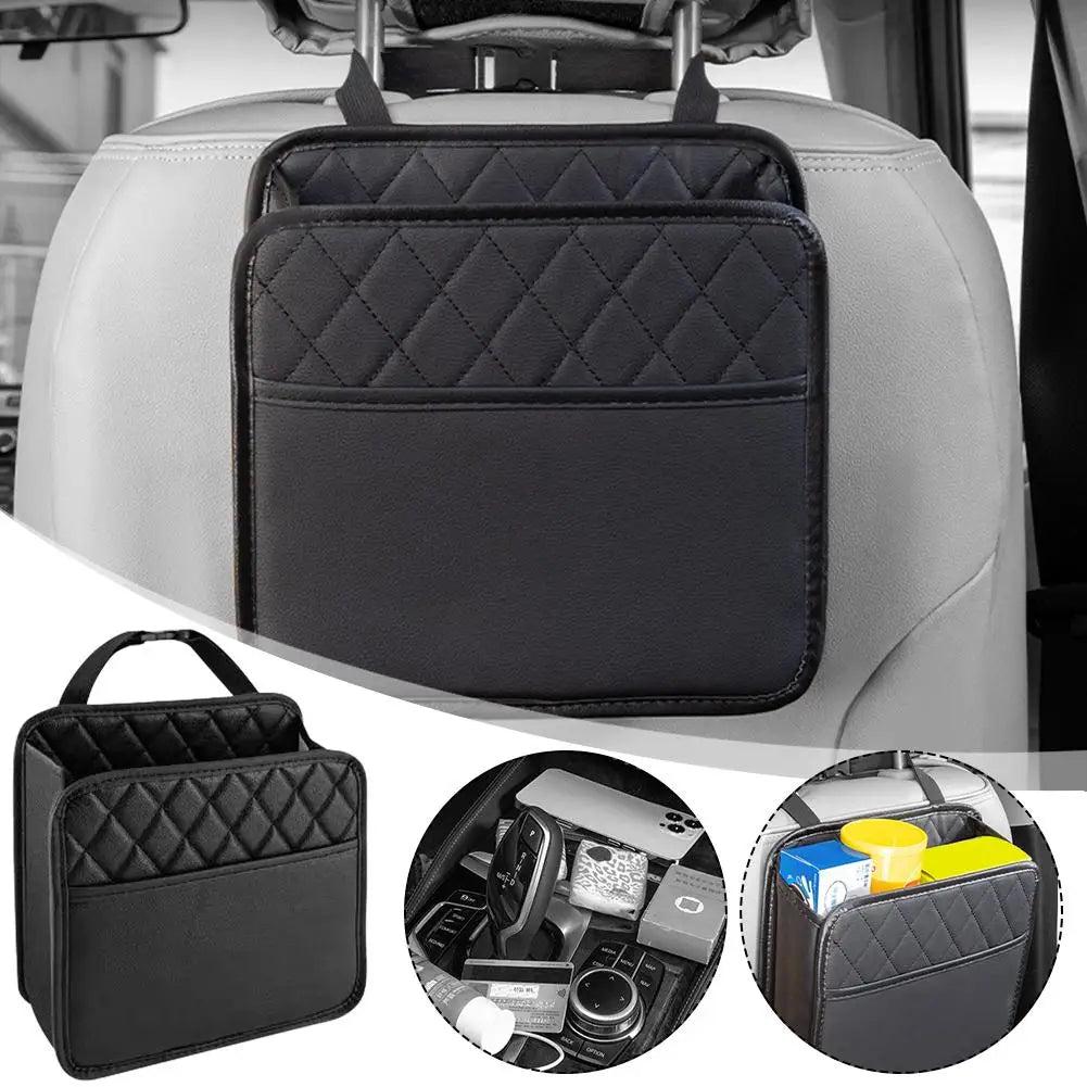 Multifunctional Car Seat Storage Bag Leather Storage Bag Garbage Bag Storage Bag Hanging Seat Back Tissue Water Cup Holder