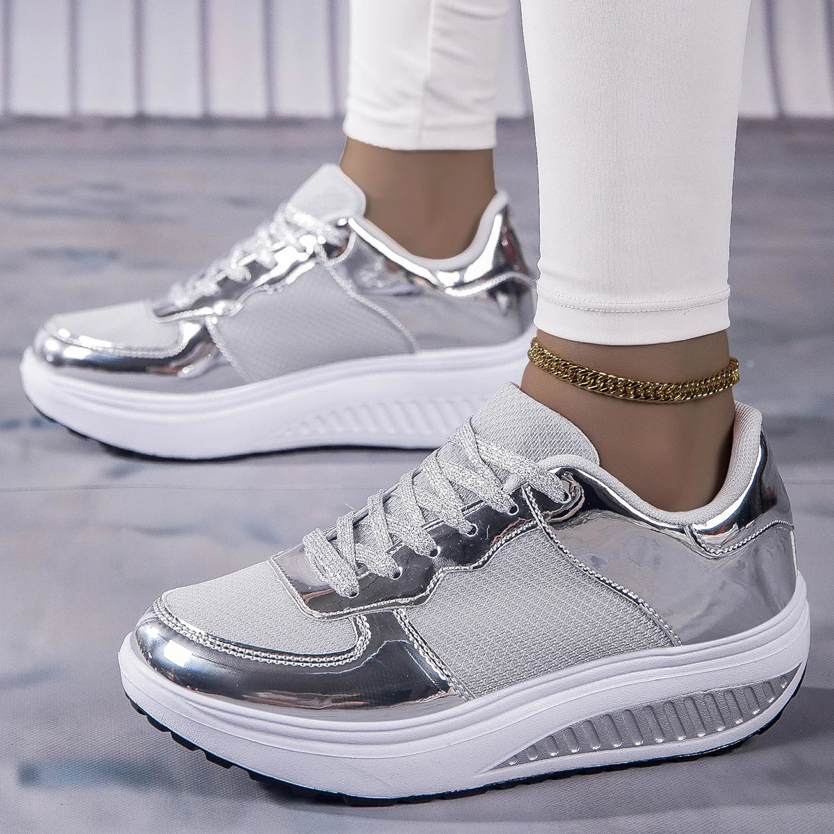 Women's Shoes Flat Anti Slip Outdoor Walking Shoes for Women Sneakers Womens Wedge Sneakers Casual Thick-soled Vulcanized Shoes