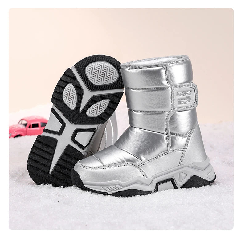 Neue Kinder Schnee Stiefel Winter High-top Warme Baumwolle Schuhe für Kinder Jungen Mädchen Warme Plüsch Futter Stiefeletten anti-skid Wasserdicht