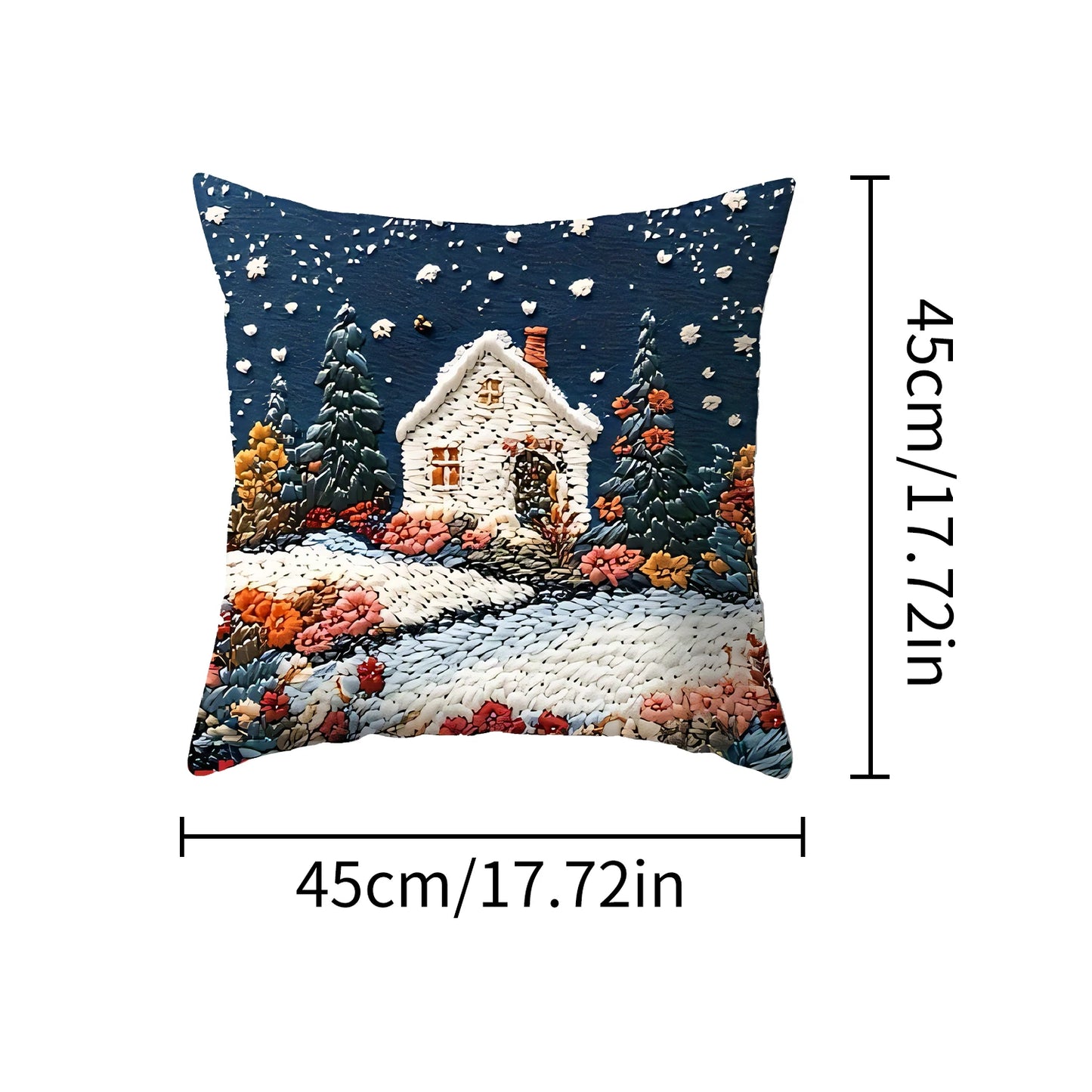 1pcs 2D Christmas Pillow Covers Xmas Party Decor Imitation embroidery Xmas Holiday snow scenery Pillow Cover New Year Gift 2026
