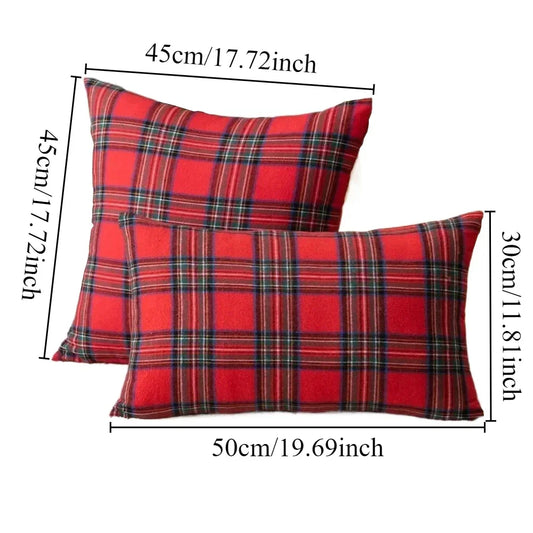 Christmas Plaid Pillow Cover Living Room Sofa Cushions Home Cushion Pillow Cover Vintage Square Pillow Without Core 30*50/45*45