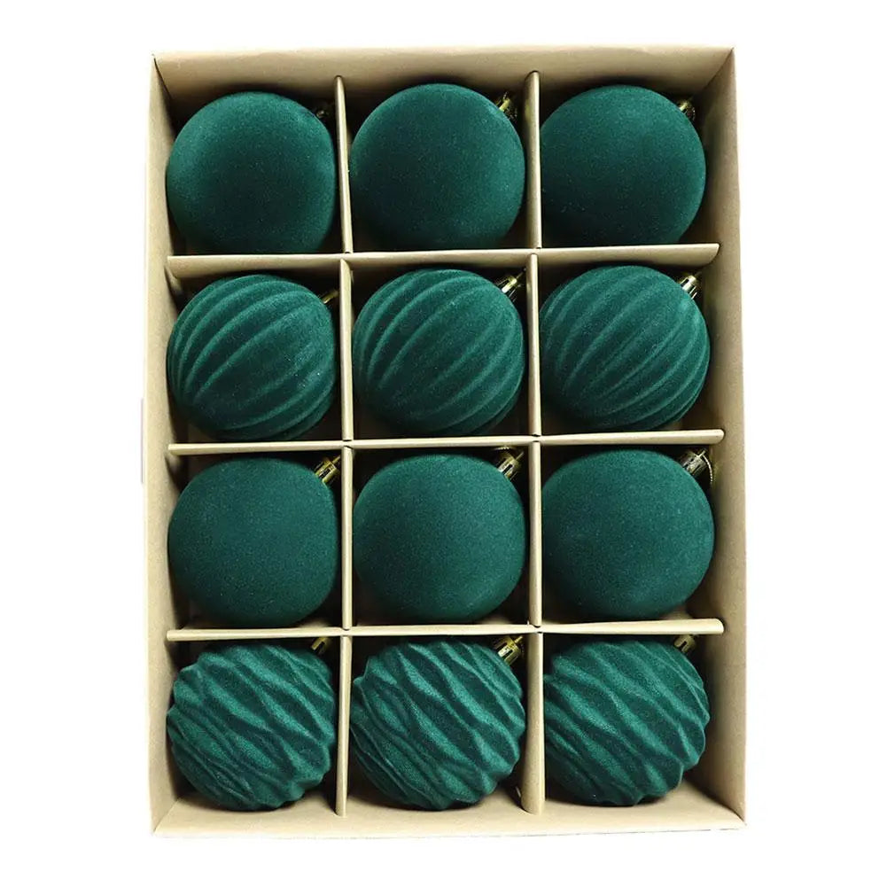 Choice Christbaumkugeln Flocked - 12 Stück, Durchmesser 6 cm