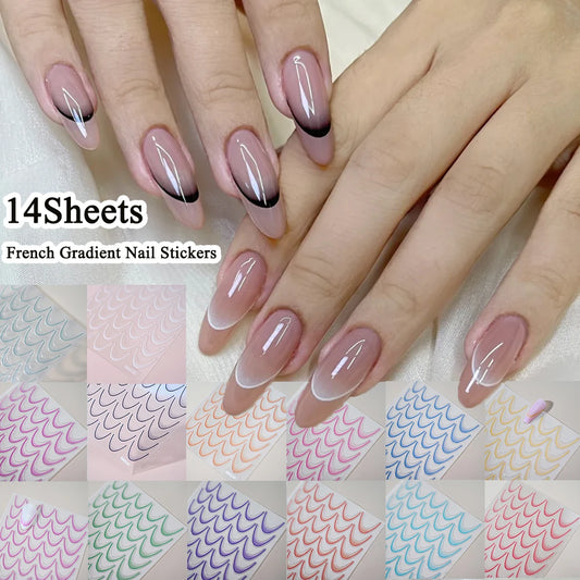 MAFANAILS French Gradient Sticker Set - 14 Stück 5D