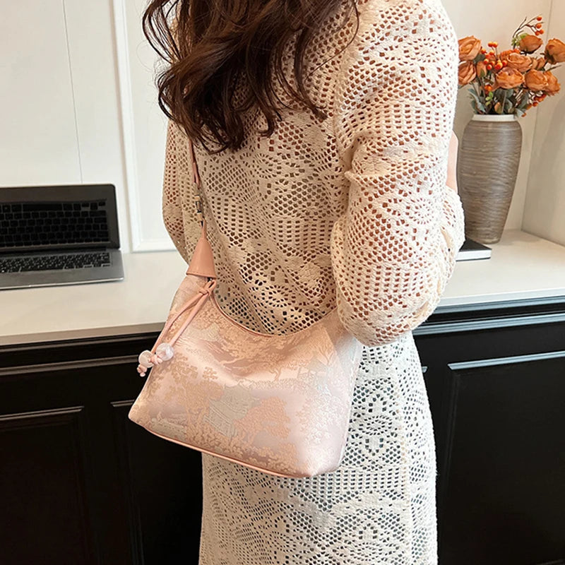 Hebei Choice Stickerei Umhängetasche - 3L 25x18cm Leicht