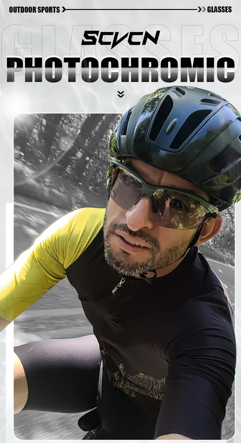 SCVCN Photochromic Cycling Glasses Men MTB Cycling Sunglasses Women Road Bike Eyewear UV400 Outdoor Sports Running Glasses
