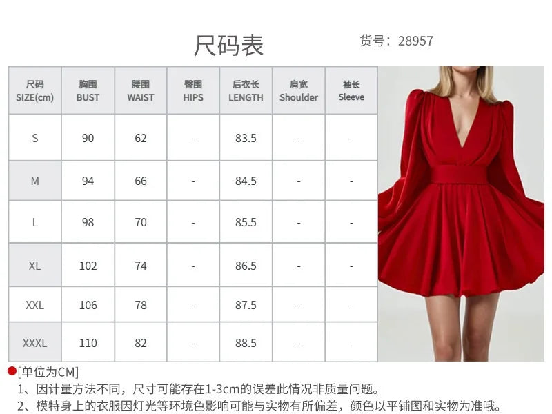 Amara Kleid V-Ausschnitt Elegant - Rot Gr S M Kurz Damen
