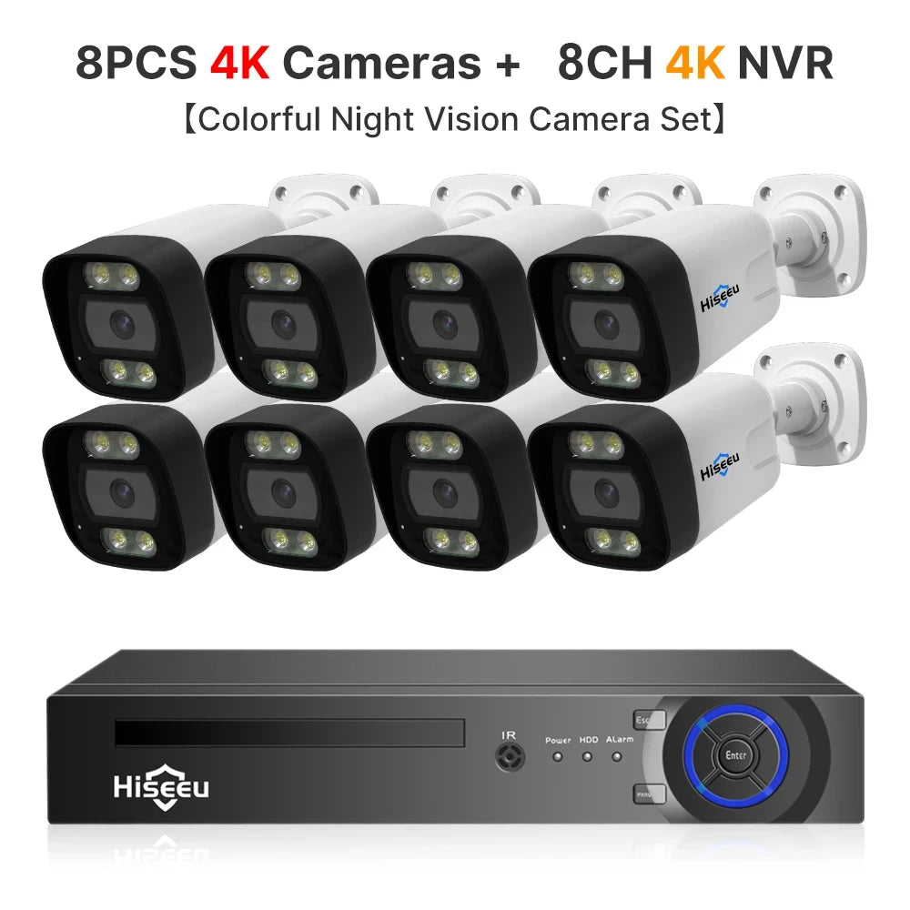 Überwachungssystem 2025: Hiseeu 4K 8MP POE Security Camera System - AI Face Detection 8 Port NVR H.265 Home Waterproof CCTV Surveillance IP Camera Kit Collection