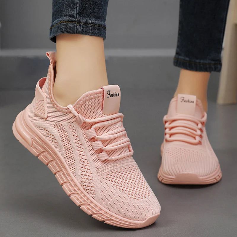 Lucyever L6228 Atmungsaktiv Sneaker - Weiß Mesh Slip On