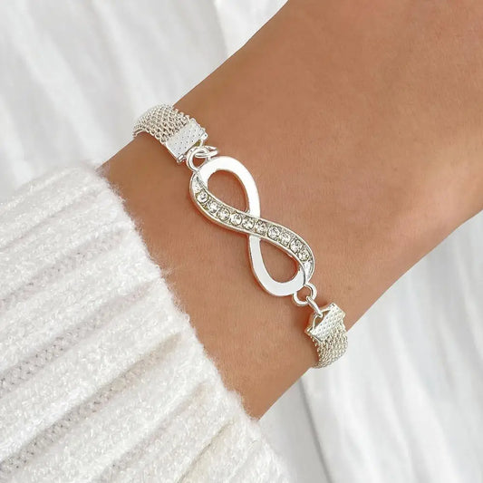Rhinestone Bracelet Elegant Rhinestone Decor Bracelet Set for Women Symbol Heart Design Adjustable Stackable Wrist for Prom