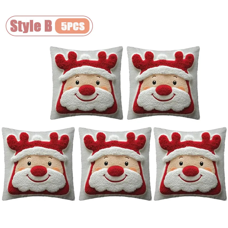 Christmas Pillow Cover Snowman and Reindeer Digital Print Sofa Cushion for Home Office and Living Room Festive Decoration