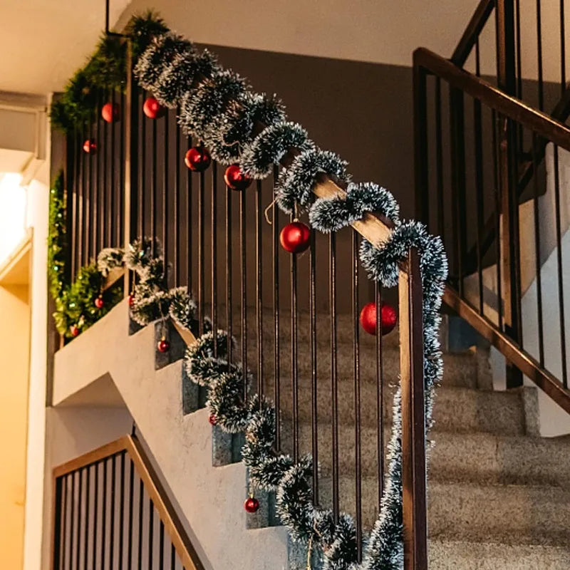 Weihnachten Lametta Girlande Bänder Ornamente Weihnachtsbaum hängen hängende Band Indoor Treppe Kamin Fenster Dekoration Kranz