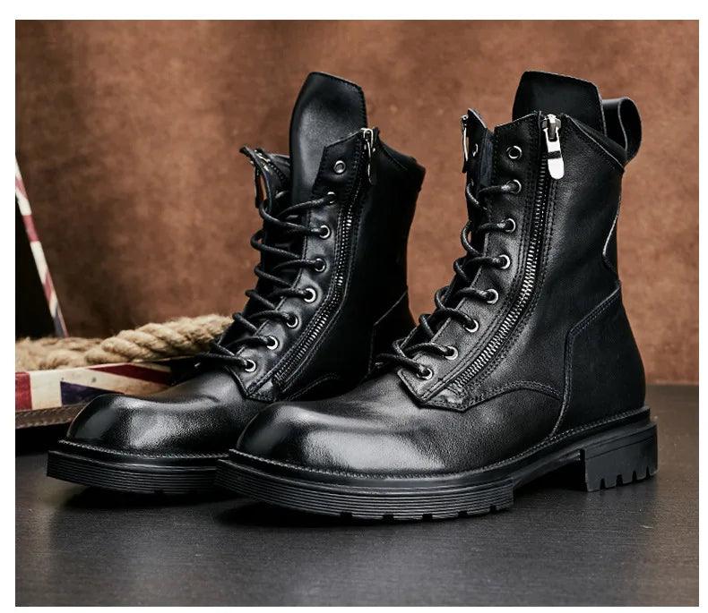 fashion luxury genuine leather designer british style handmade boots