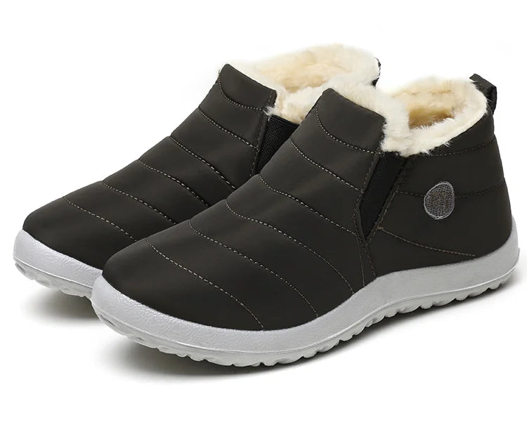 Ghete de iarnă pentru femei HAJINKCN, impermeabile, cu căptușeală - Mărimea 36-41, fără slip, până la gleznă