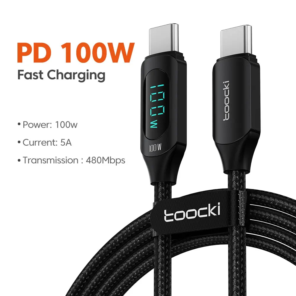 Toocki Typ-C Kabel PD 100W - 5A, USB-C zu USB-C Display