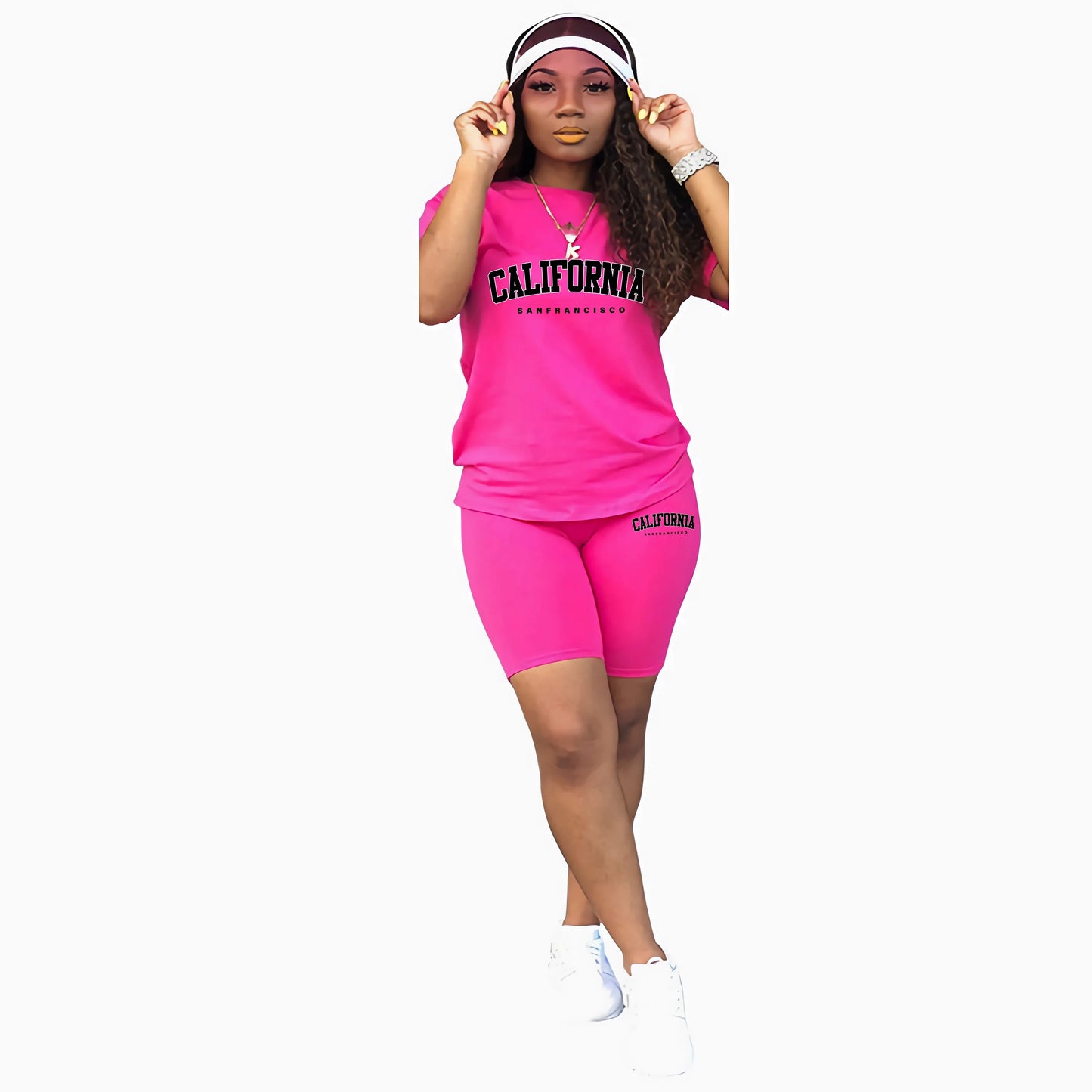 Damen Sommer Trainingsanzug Print T-Shirt+Shorts 2 Teilig Sets Mode Sportbekleidung Kleidung Luxus Casual Jogging Kurze Ärmel Anzug
