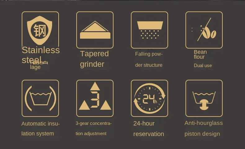 Italian American Automatic Coffee Machine Household Coffee Machine 20bar Extraction Concentration Optional Automatic Grinding