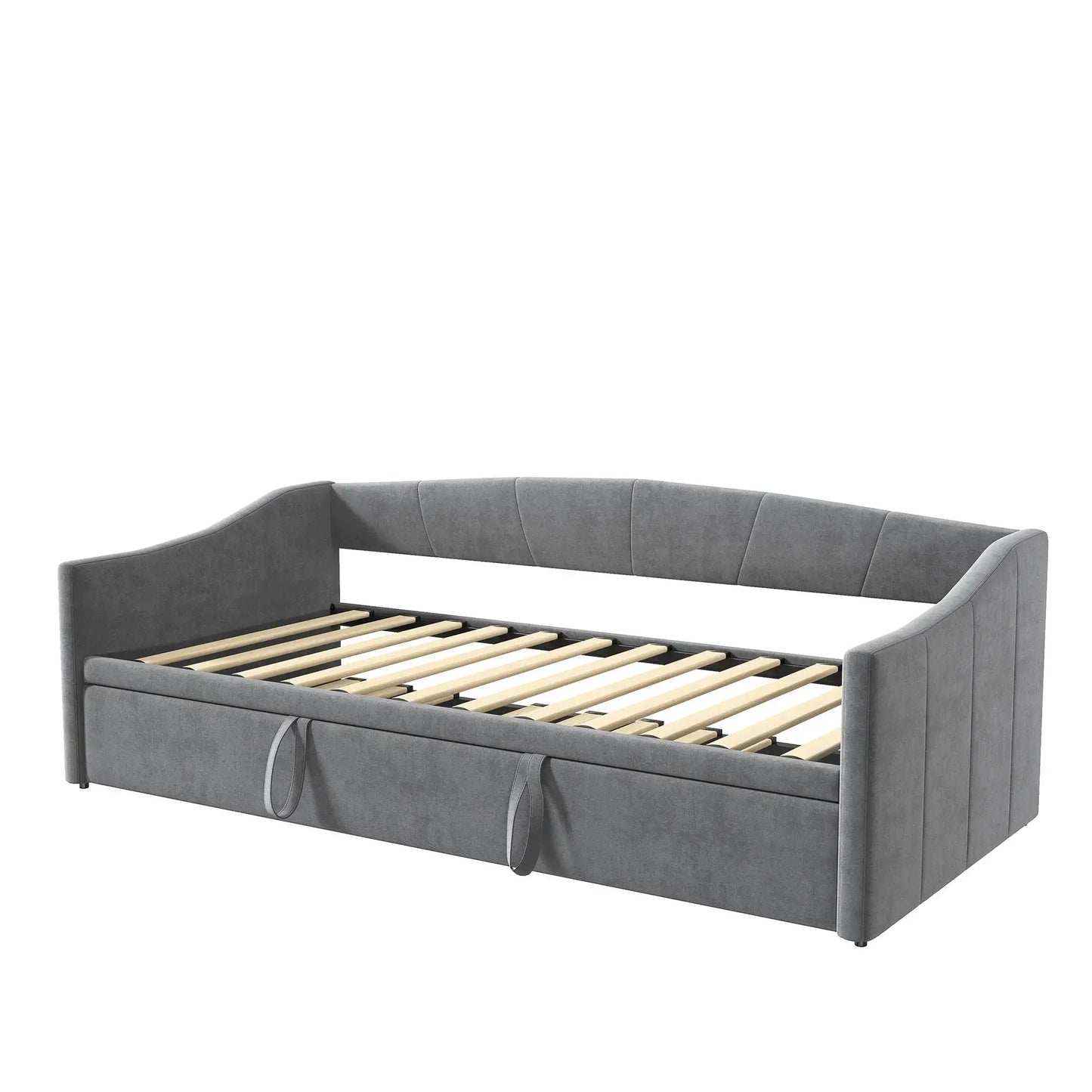 Schlafsofa Ausziehbar Mit Samtbezug Und Rückenlehne Grau
