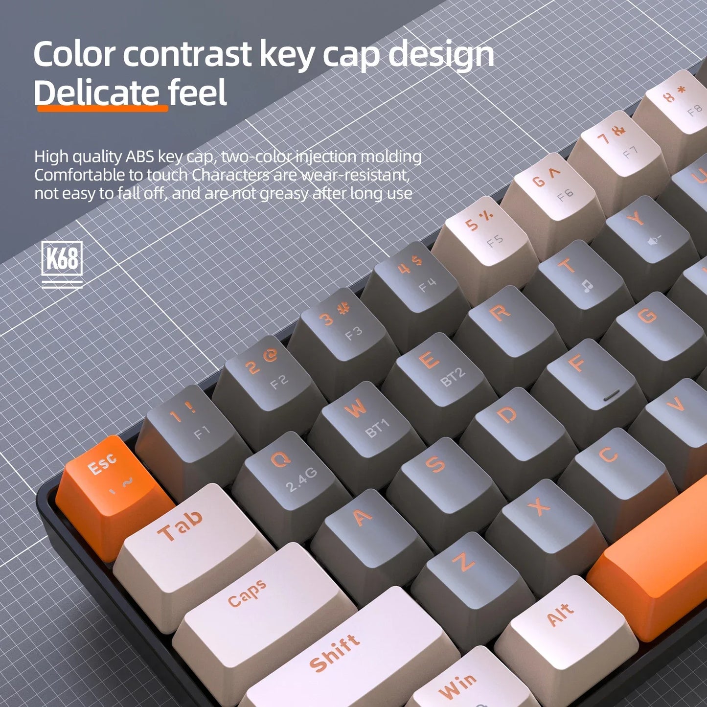 Gaming-Tastatur 2025: K68 Wireless Mechanical Hot-Swap - Red Switch Bluetooth Type-C Collection