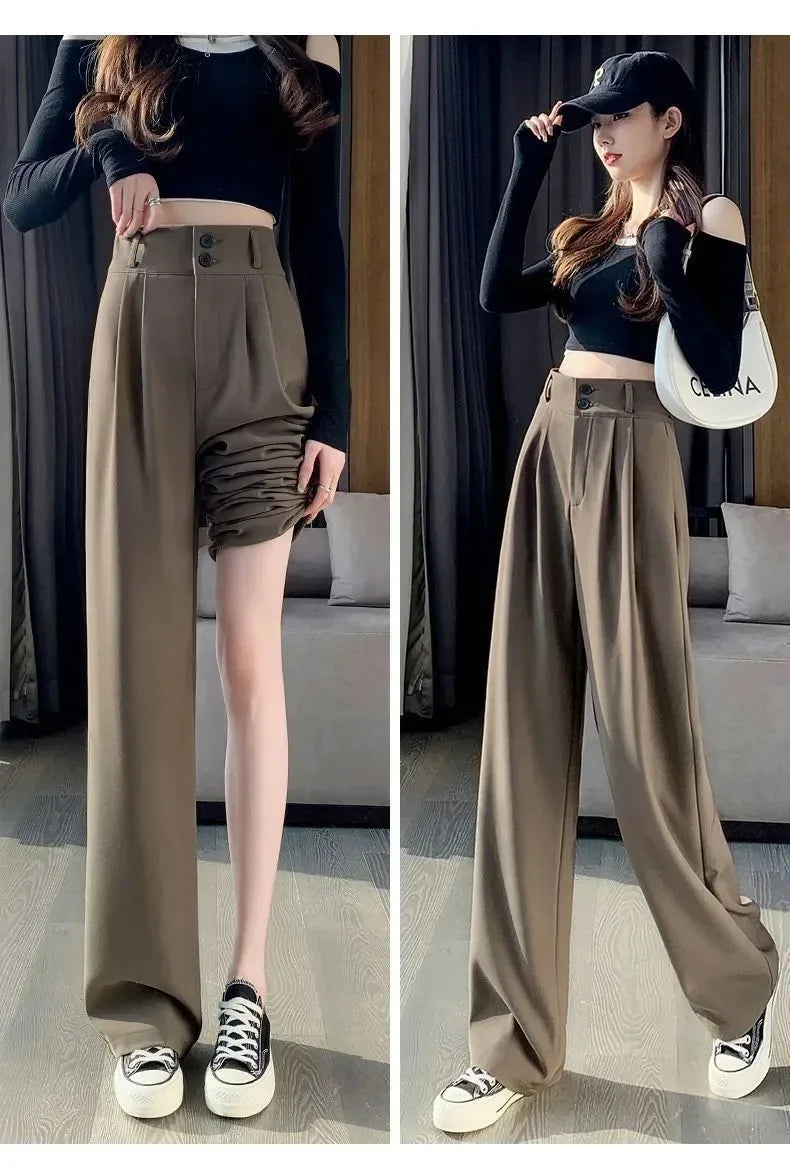 Elegante Hose Koreanischer Stil - Weite Beinlänge Schwarz