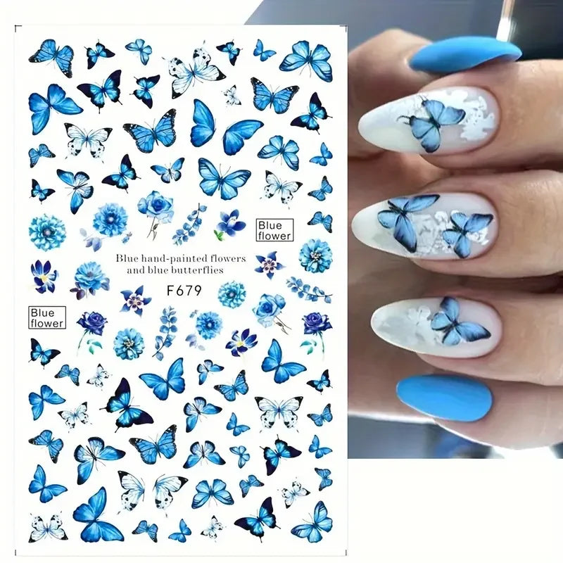 NailArt Schmetterling Sticker Selbstklebend - 6 Stück 3D