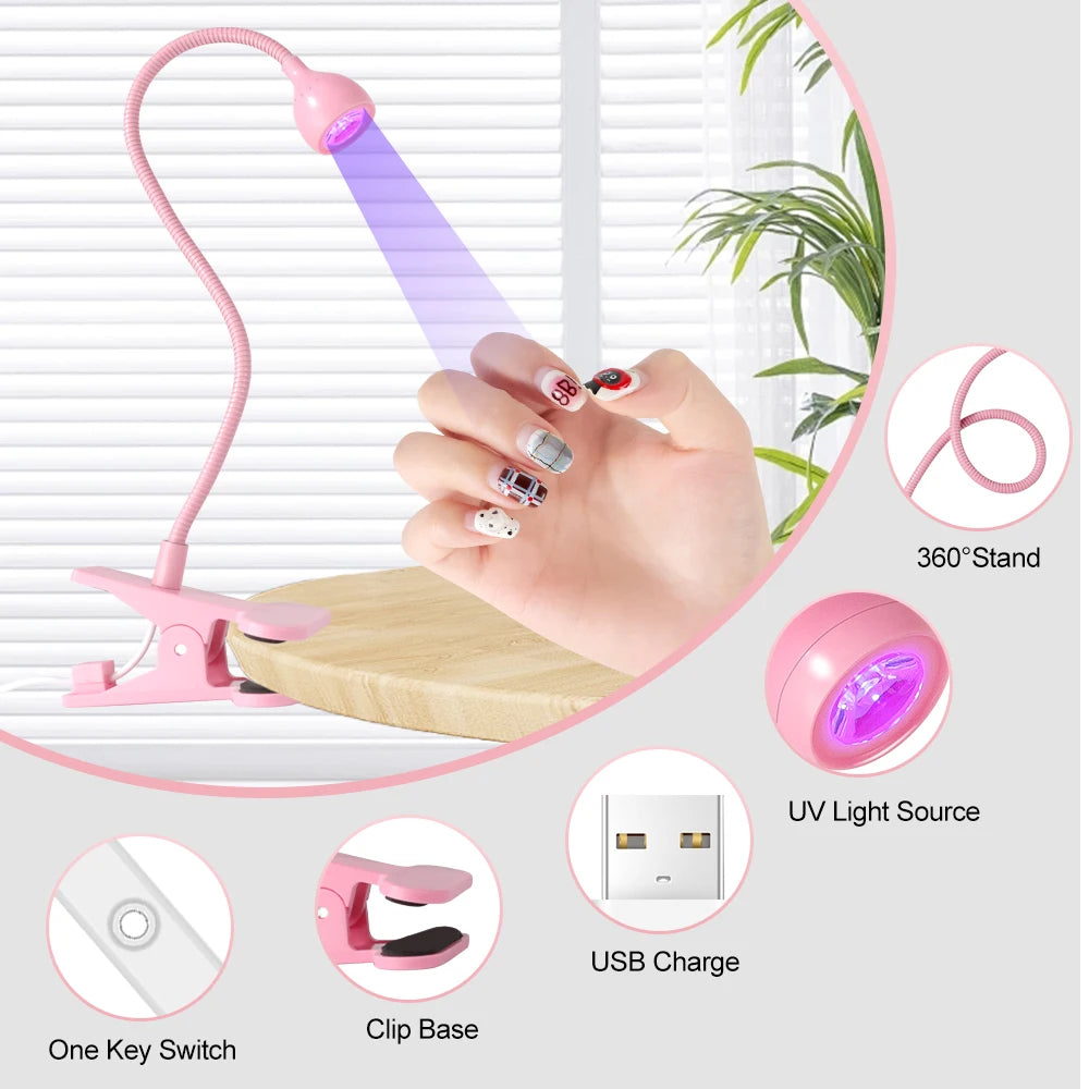 Nagel-Lampe 2025: Limegirl Nail LED UV Lamp Drying Gel Nails Polish - Clip-On Flexible Desk Mini Portable USB Nail Dryer Manicure Salon Collection