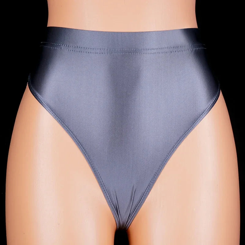 YAULAANG Damen String 2025 - Japan Style High-Waist Satin String glänzend