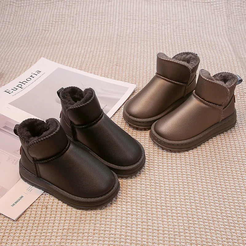 Kinder-Schneestiefel für Jungen und Mädchen, modisch, 2025, Herbst und Winter, warm, dick, Plüsch, Stiefeletten, rutschfest, Kinderstiefel, klassisches Gummi