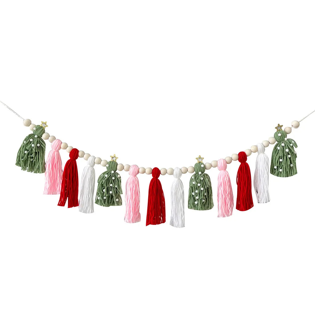 Bohemian Quaste Kamin Banner Weihnachten Wandbehang Dekor für Boho Home Makramee Garten Party Urlaub Kaminsims Dekoration