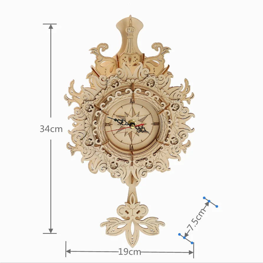 DIY Holz Wanduhr Modell Spielzeug Zusammenbau Retro Holz Bausteine Kits Für Teens Erwachsene 3D Puzzles Elektronisch Uhr Geschenk