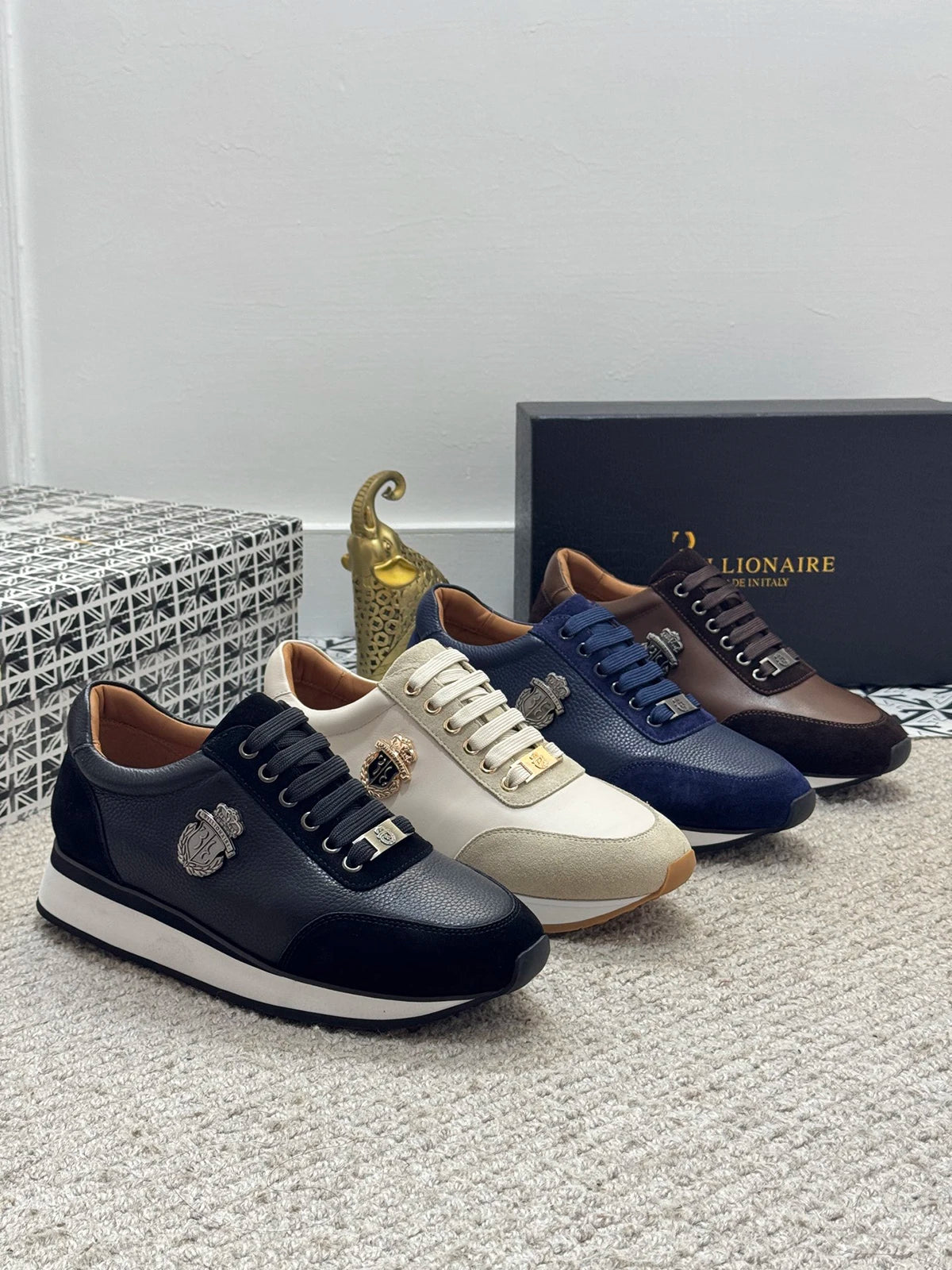 BLSK CPRT Slip On Sneaker Stickerei Design - Größe 39-45, Rindsleder Innenfutter, Gummisohle