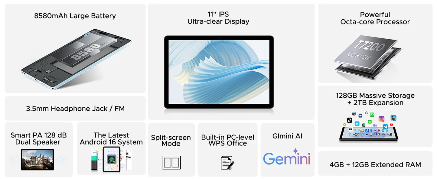 DOOGEE U11 Ultra-Klares 90Hz Display - 11Zoll 4GB RAM 128GB ROM