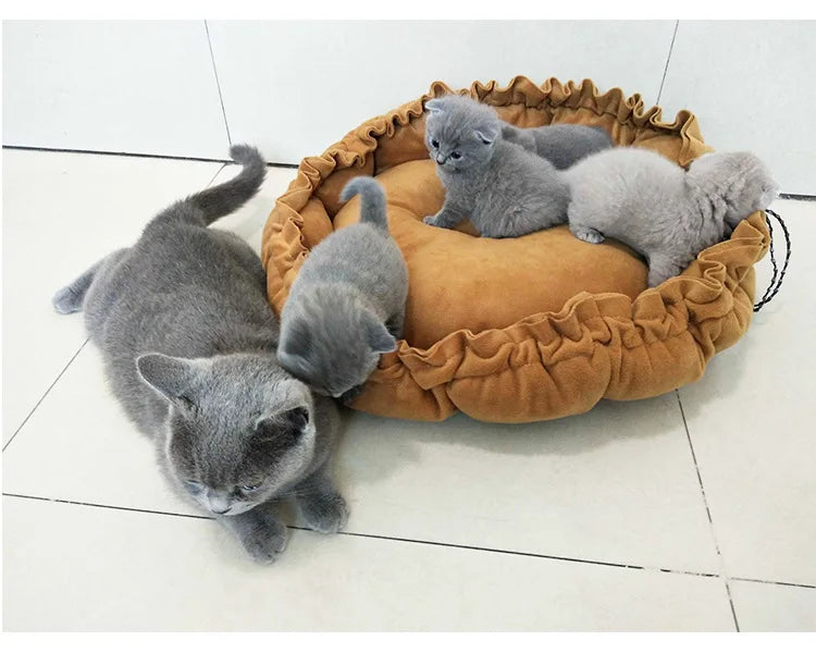 Rundes Katzen Bett 2025 - Plüsch Haus Langes Haustier Bett - Katzen Kissen Hunde Matte Warm Home Waschbar Hunde Sofa Weich Pet Accessories
