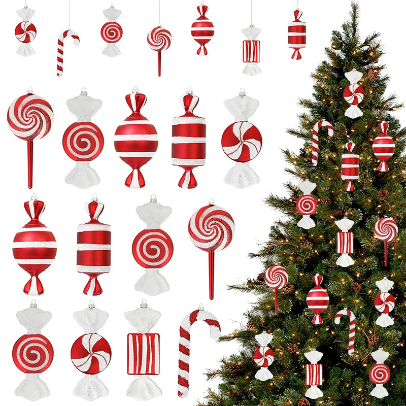 Weihnachten rot weiß Lollipop Zuckerstange Anhänger Weihnachtsbaum hängende Ornamente 2024, Weihnachtsdekoration für Zuhause, Neujahrsgeschenke