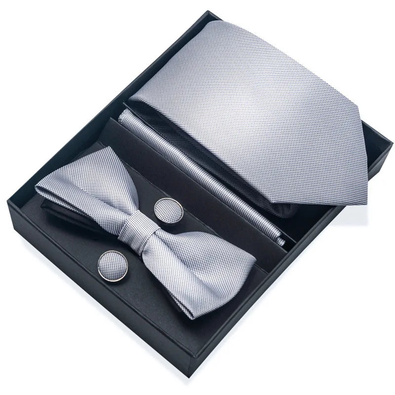 Men's Tie Pin cuff square bow Tie with pocket square cufflinks Set Paisley Men's Business Wedding Suit Accessories 6-piece set