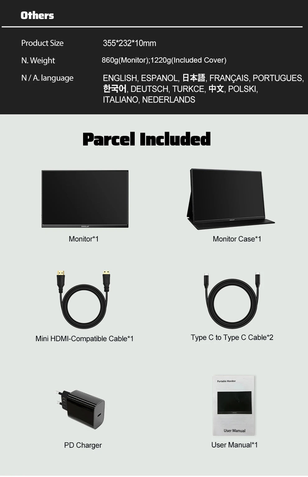 ZEUSLAP 16" 2,5K 144Hz tragbar Monitor - 2560x1600 16:10