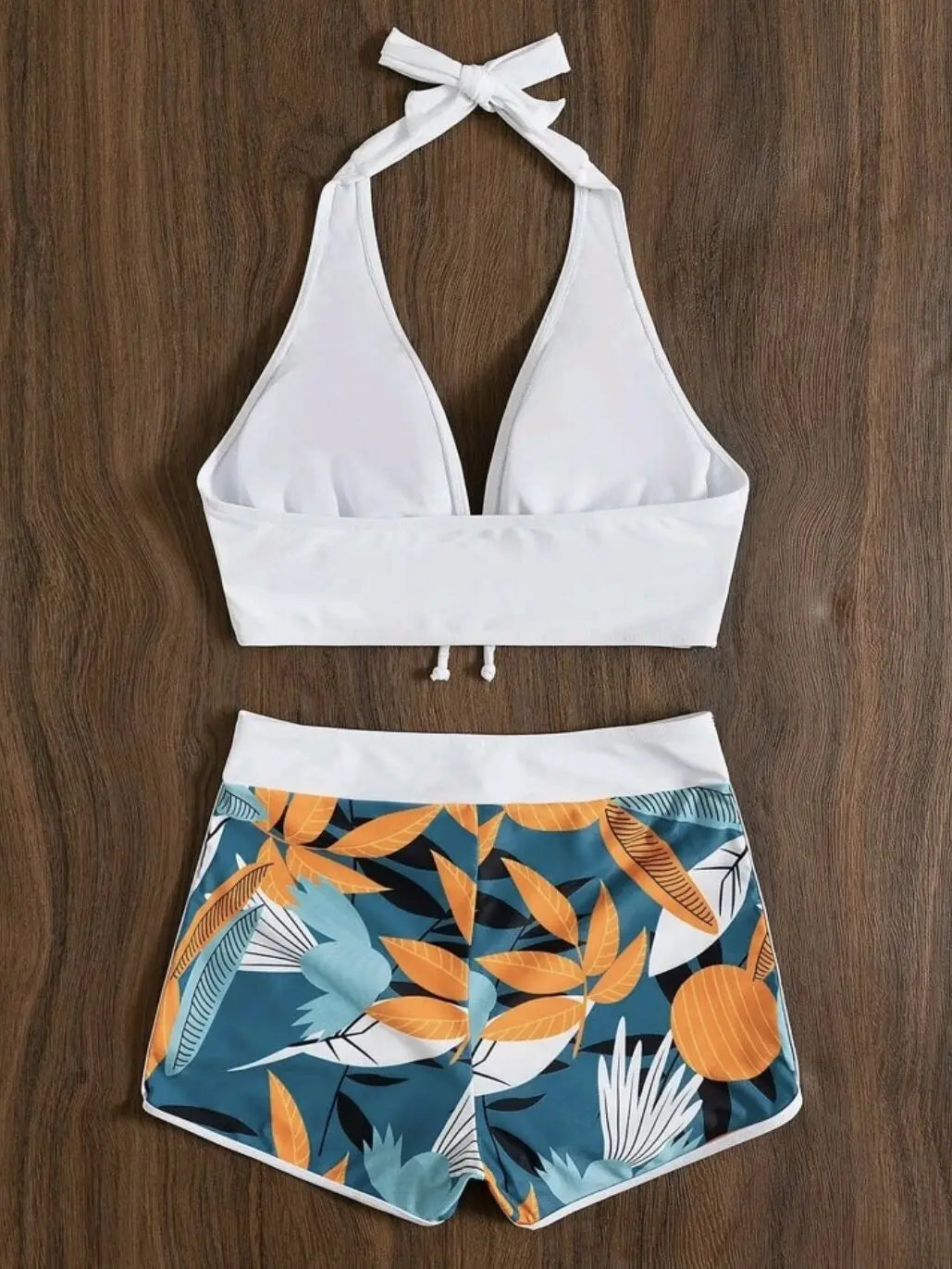 Halter Bikini Set: High Waist Design Wire-Free Support Spandex Polyester - Kurzer Schwimmanzug Frauen Bedruckte Bademode Polsterung Strandmode