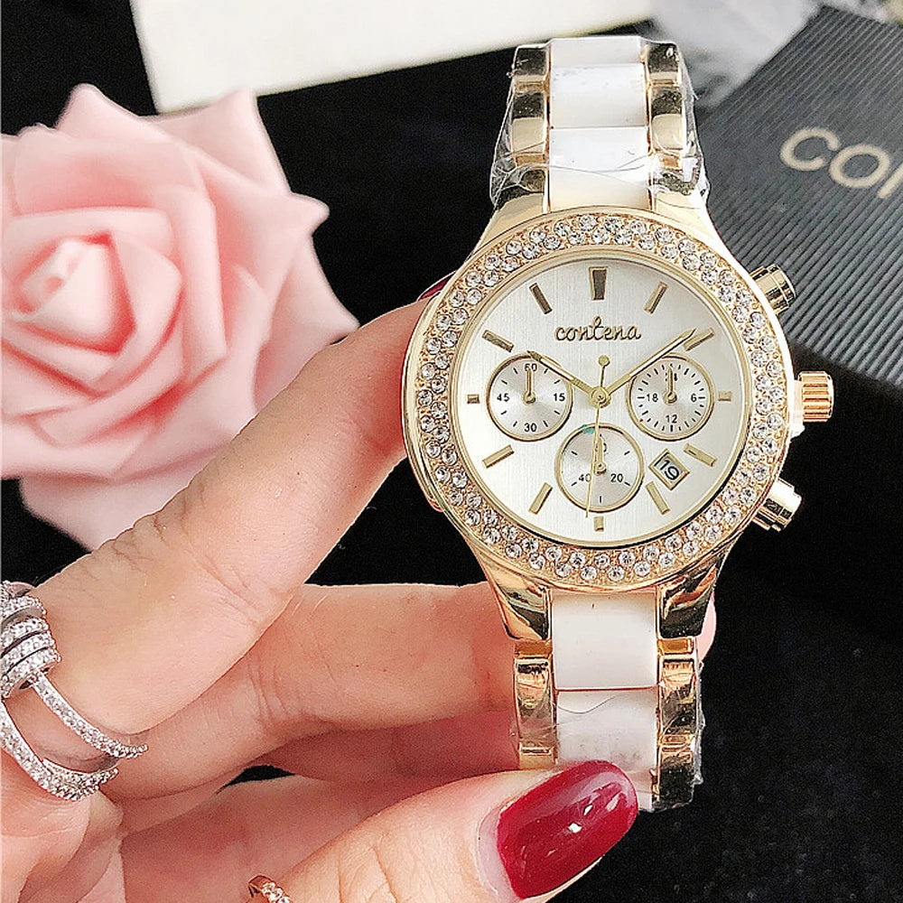 Luxus-Uhren 2025: Top Brand Fashion Rhinestone - Elegant Rose Gold Ladies Bracelet Quartz Collection