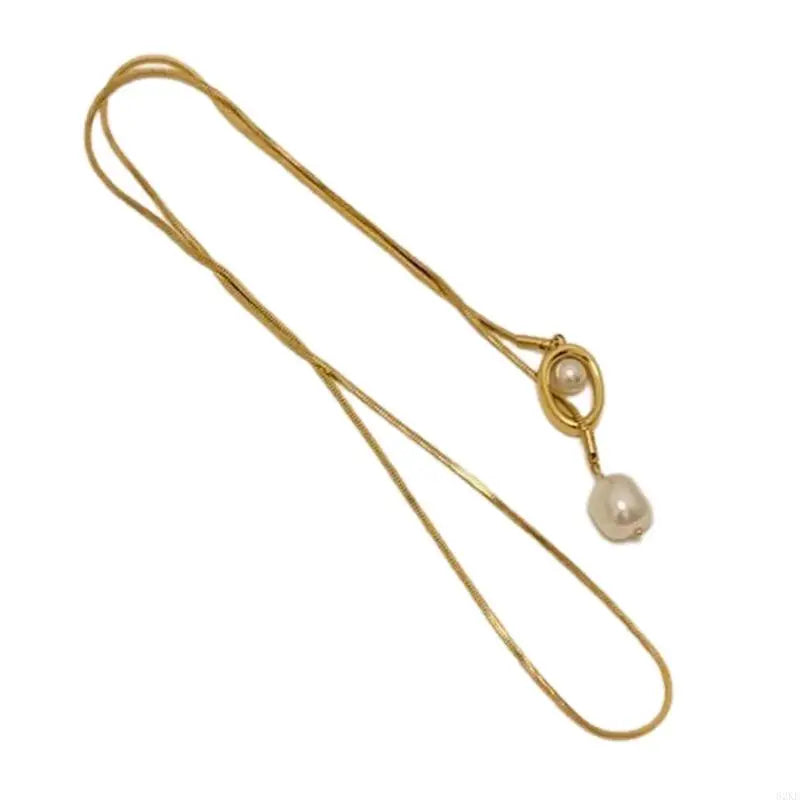 62KE Geometrisch Barock Perlenanhänger - Kette 45cm Metall