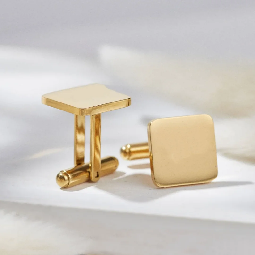 Gentleman Gold Manschettenknöpfe Edelstahl - 2 Stk 12mm
