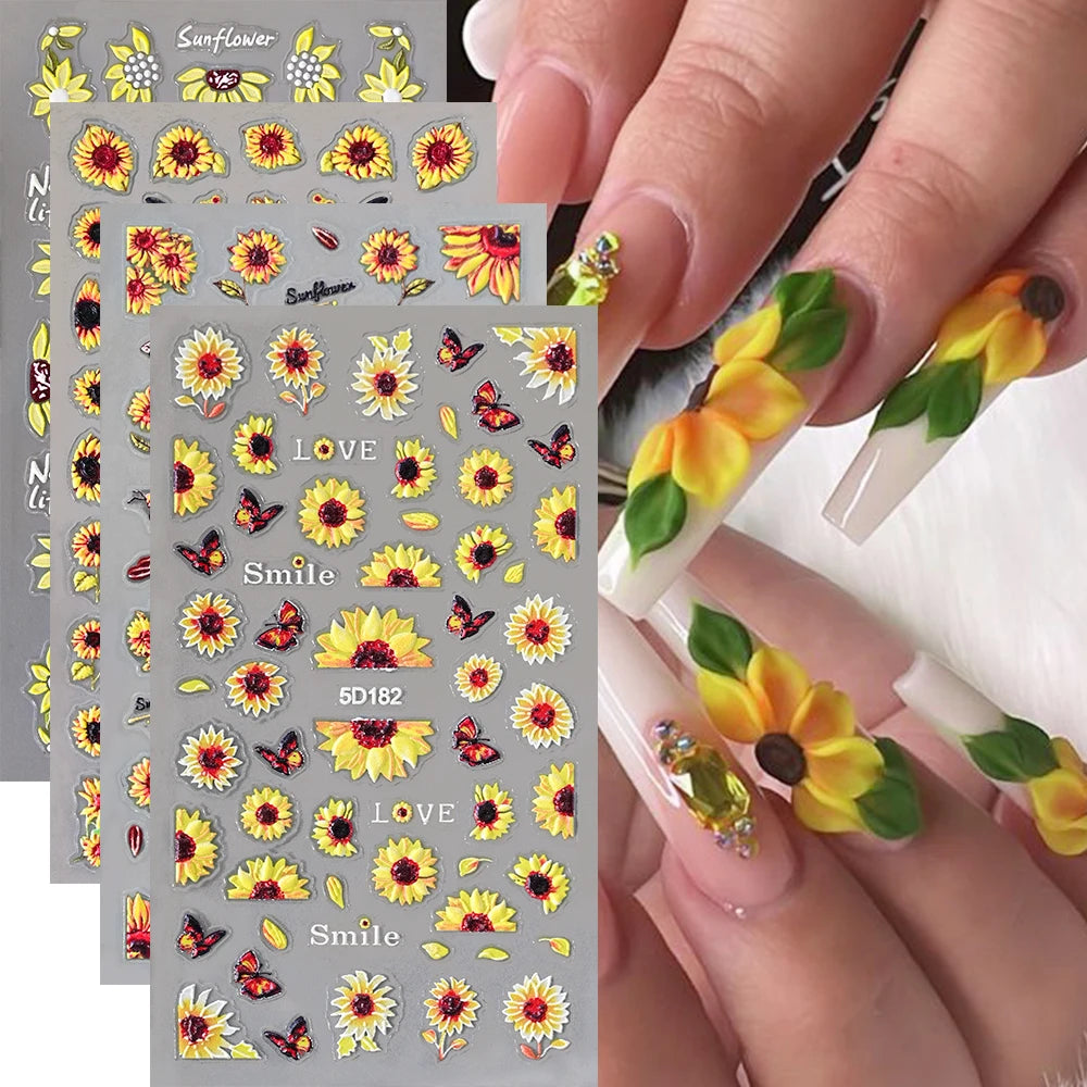 Choice 5D Sonnenblume Nailsticker - Selbstklebend 10x6cm