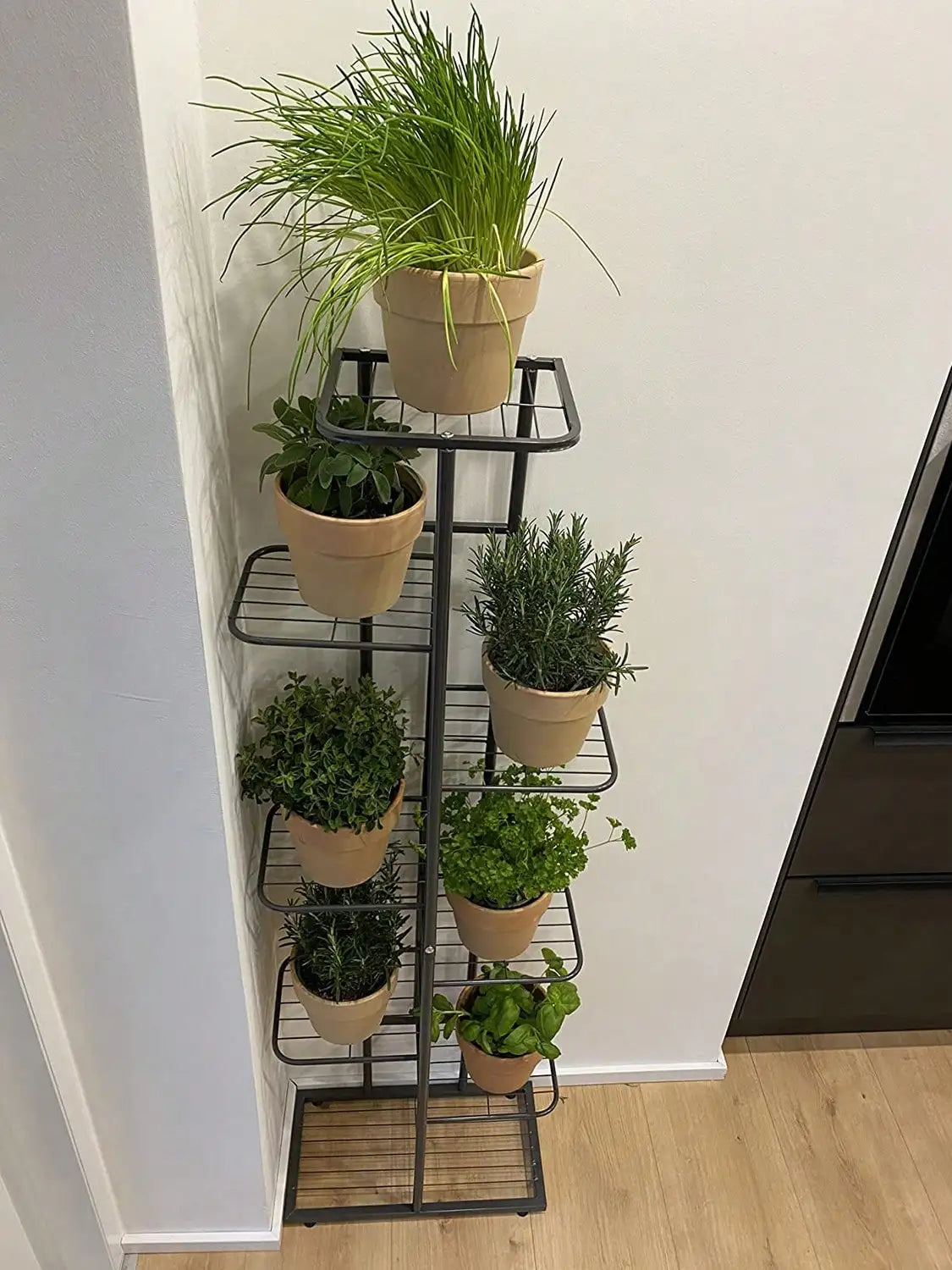 GreenHome Pflanzenständer 8-stufig Innen Außen 9 Töpfe